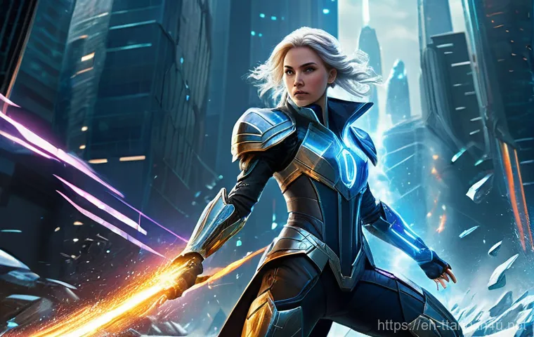 탕탕특공대 퀘스트 최적화 루트 - **Synergized Battle Mage:** A dynamic, full-body shot of a female battle mage, around 25 years old, ...