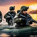 탕탕특공대 배경 스토리 탐구 - A highly detailed scene depicting TangTang Special Forces operatives during an intense training exer...